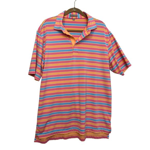 Peter Millar Men's Golf Shirt Large Summer Comfort Colorful Striped Lightweight‎ - Picture 1 of 11